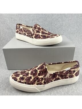 Keds Cheetah Womens Canvas Slip On Sneakers Size 6.5 Comfort Walking Casual *